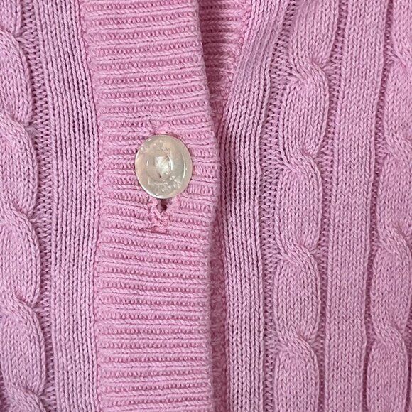 Lilly Pulitzer Vintage Cable Knit Button Up Sweater Pink Cotton Blend Size Large - Picture 4 of 9